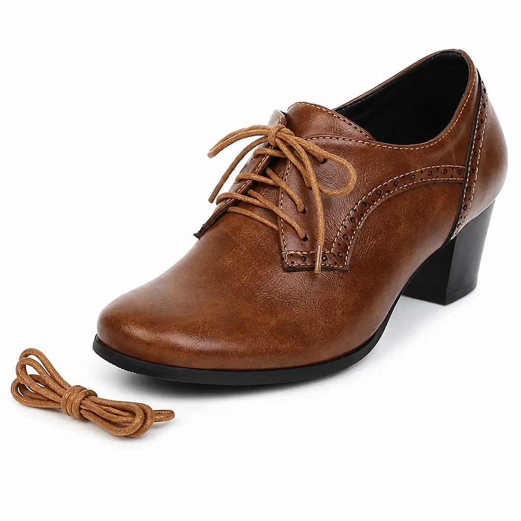 Scarpe Oxford Brogue Donna Tacco Blocco