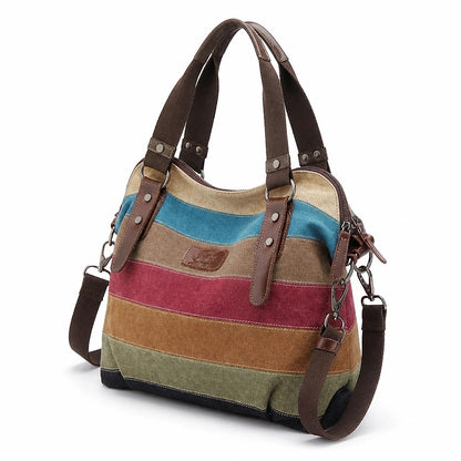 Borsa Tela Donna Multicolor a Righe