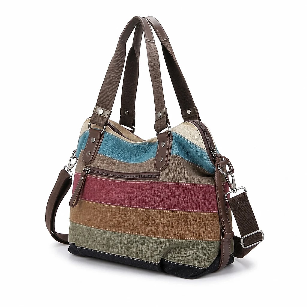 Borsa Tela Donna Multicolor a Righe