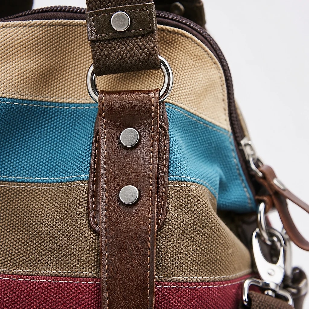 Borsa Tela Donna Multicolor a Righe