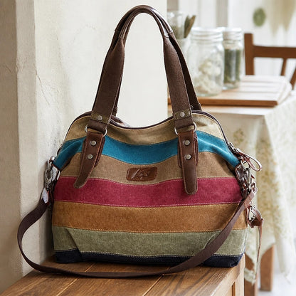 Borsa Tela Donna Multicolor a Righe
