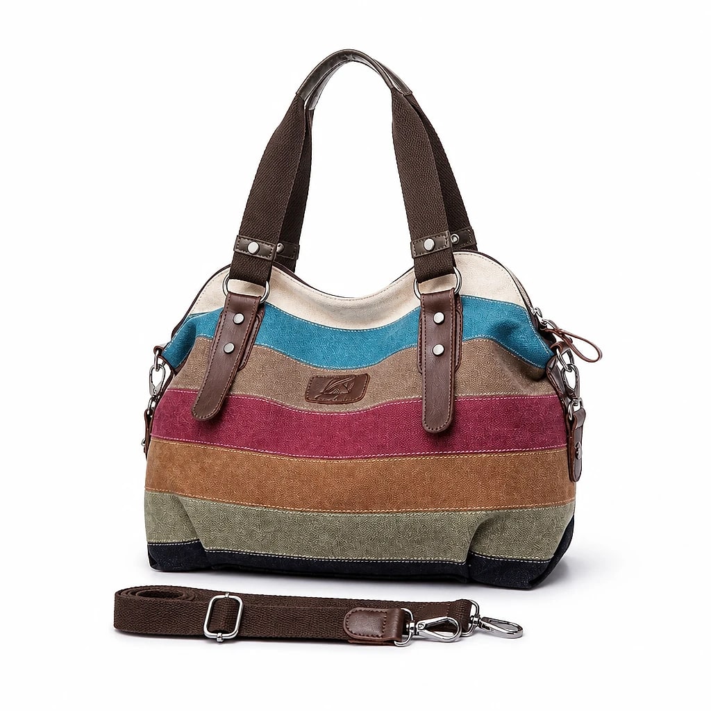 Borsa Tela Donna Multicolor a Righe