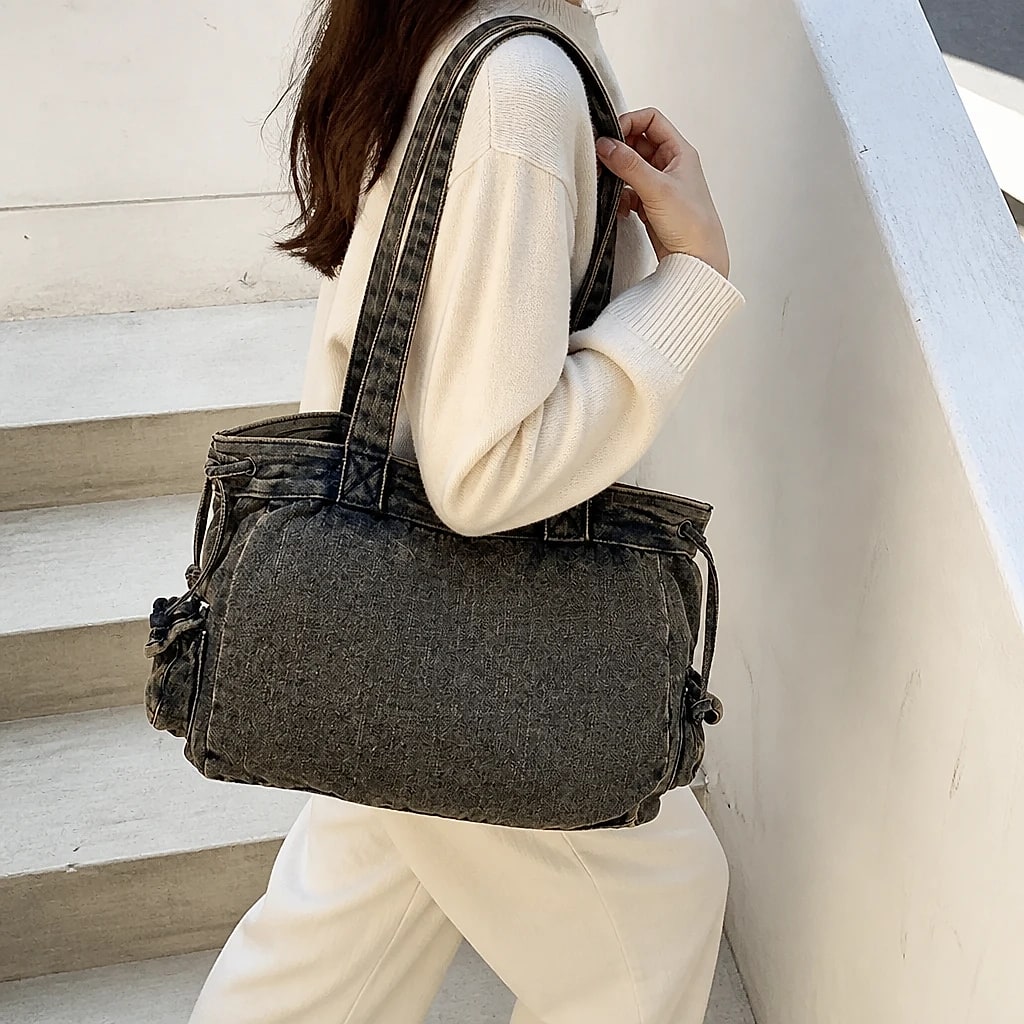 Borsa Tote in Denim Lavato