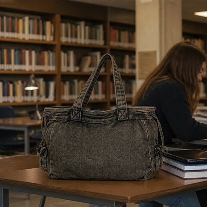 Borsa Tote in Denim Lavato