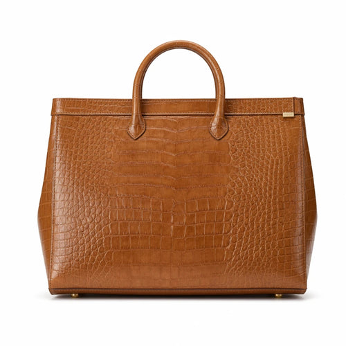 Borsa Tote Pelle Goffrata Coccodrillo