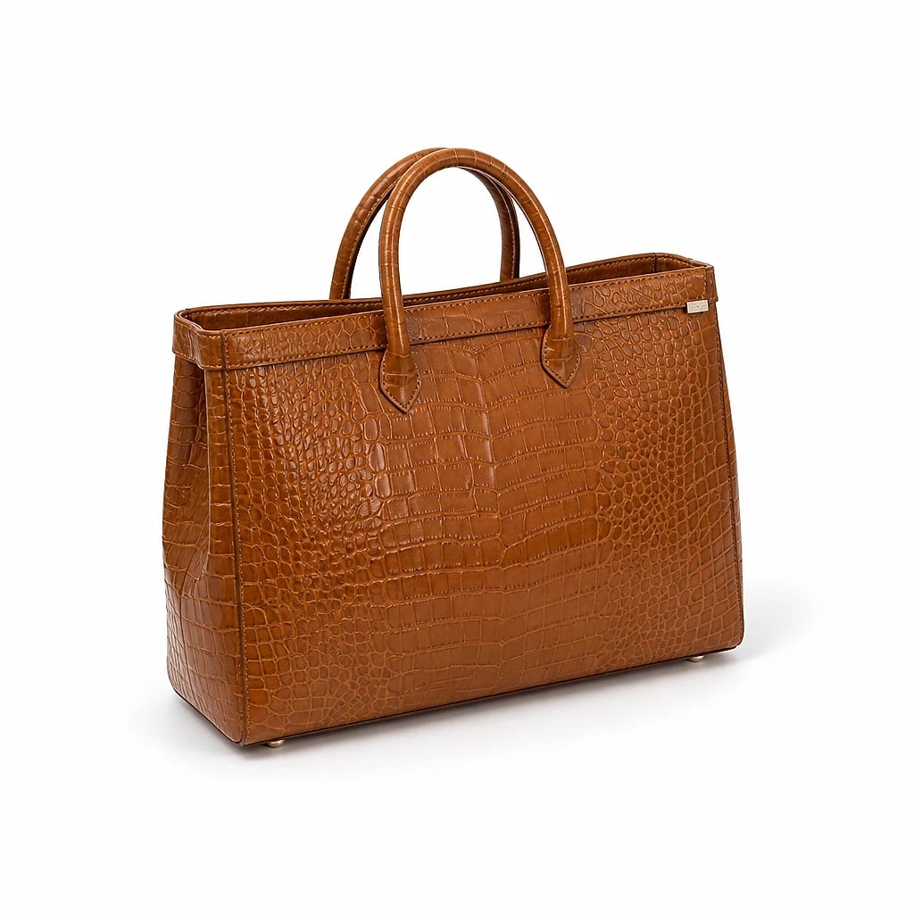 Borsa Tote Pelle Goffrata Coccodrillo