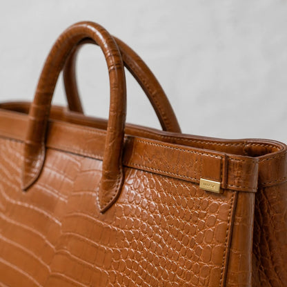 Borsa Tote Pelle Goffrata Coccodrillo
