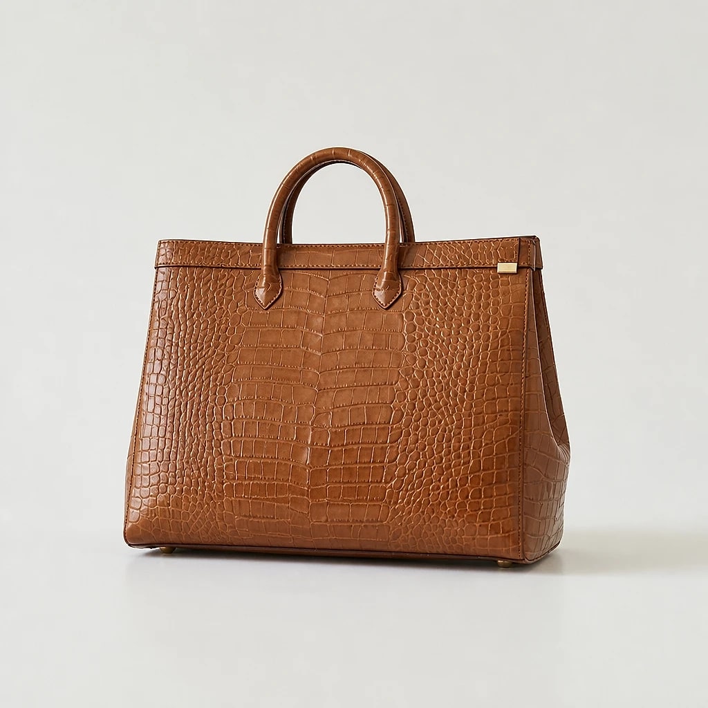 Borsa Tote Pelle Goffrata Coccodrillo