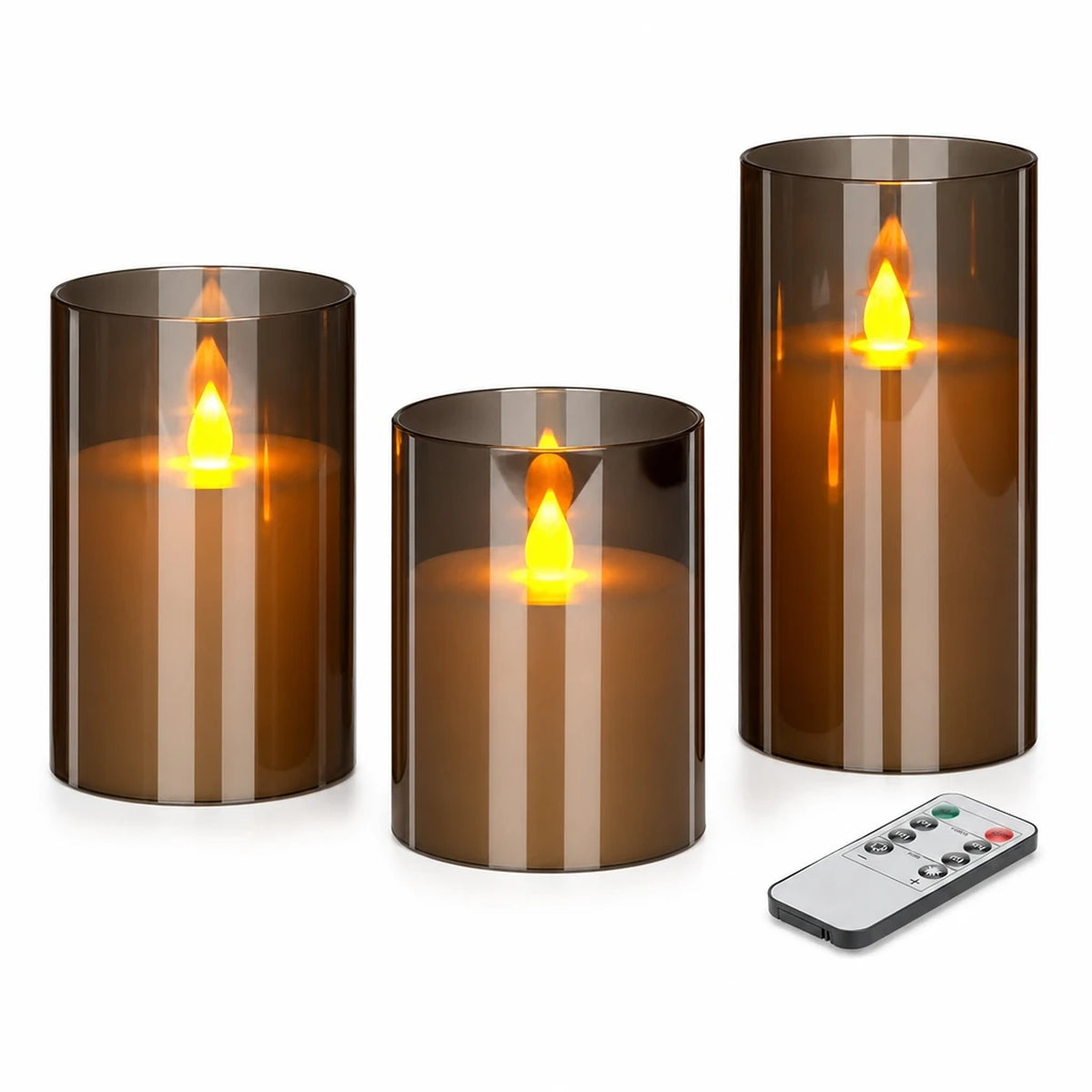 Candele LED Senza Fiamma Grigie Set 3