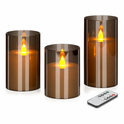 Candele LED Senza Fiamma Grigie Set 3