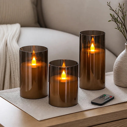 Candele LED Senza Fiamma Grigie Set 3