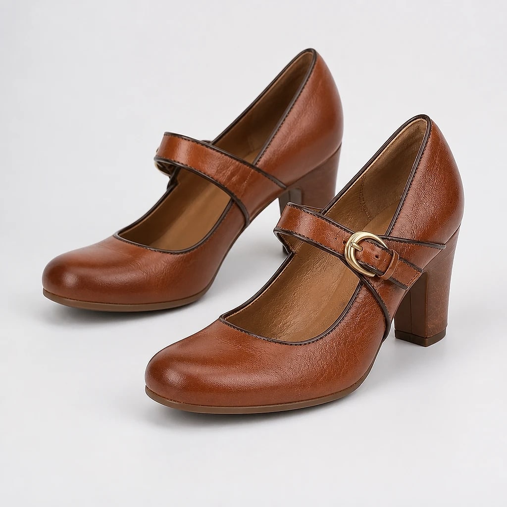 Décolleté Mary Jane Tacco Blocco Vintage
