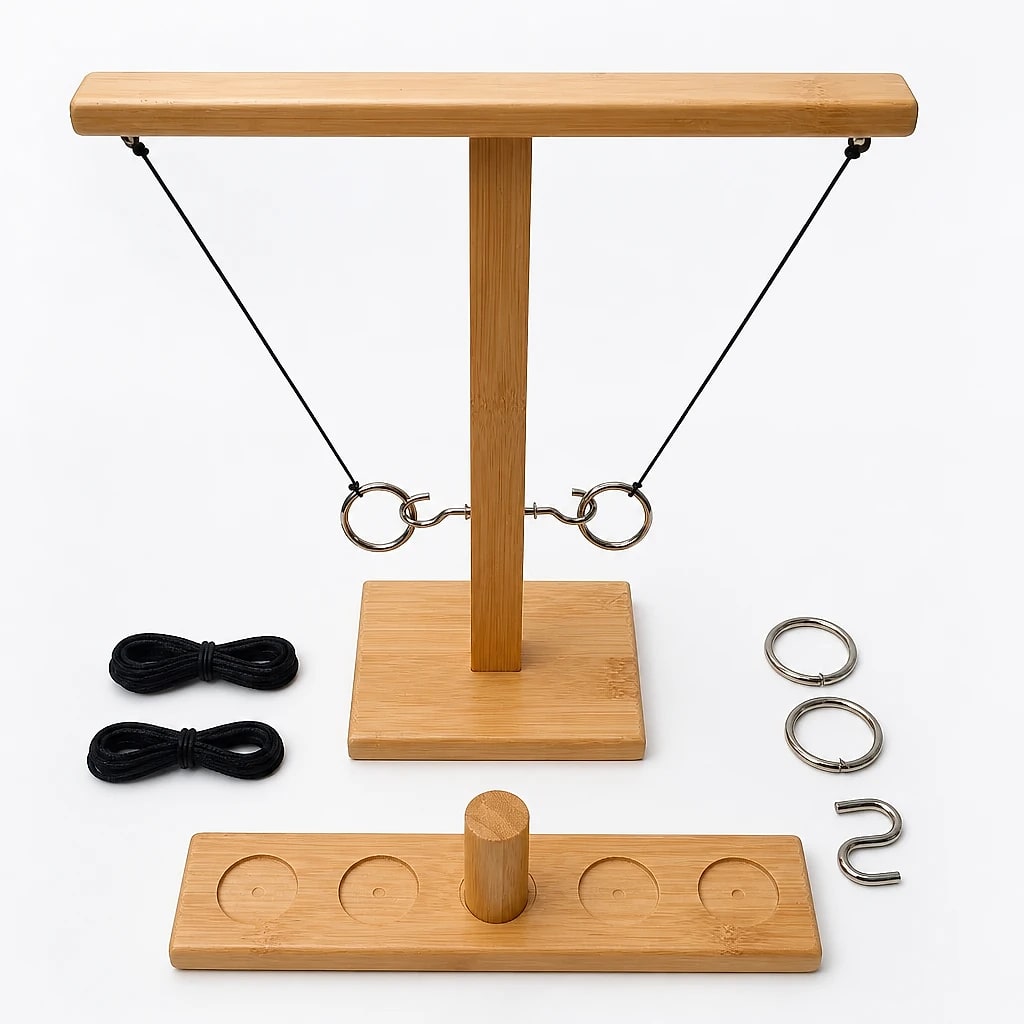 Gioco Lancio Anelli in Bambù