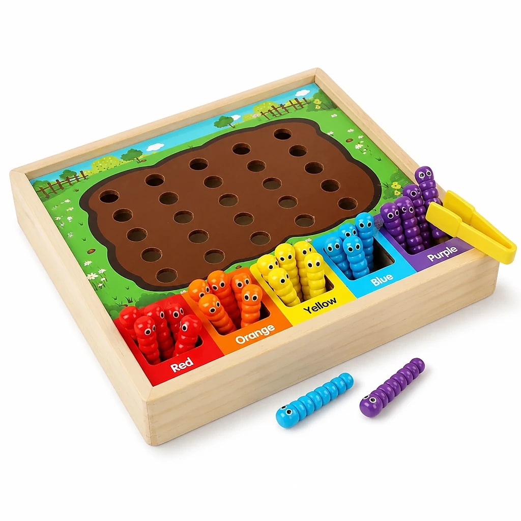Gioco Montessori Smistamento Colori in Legno