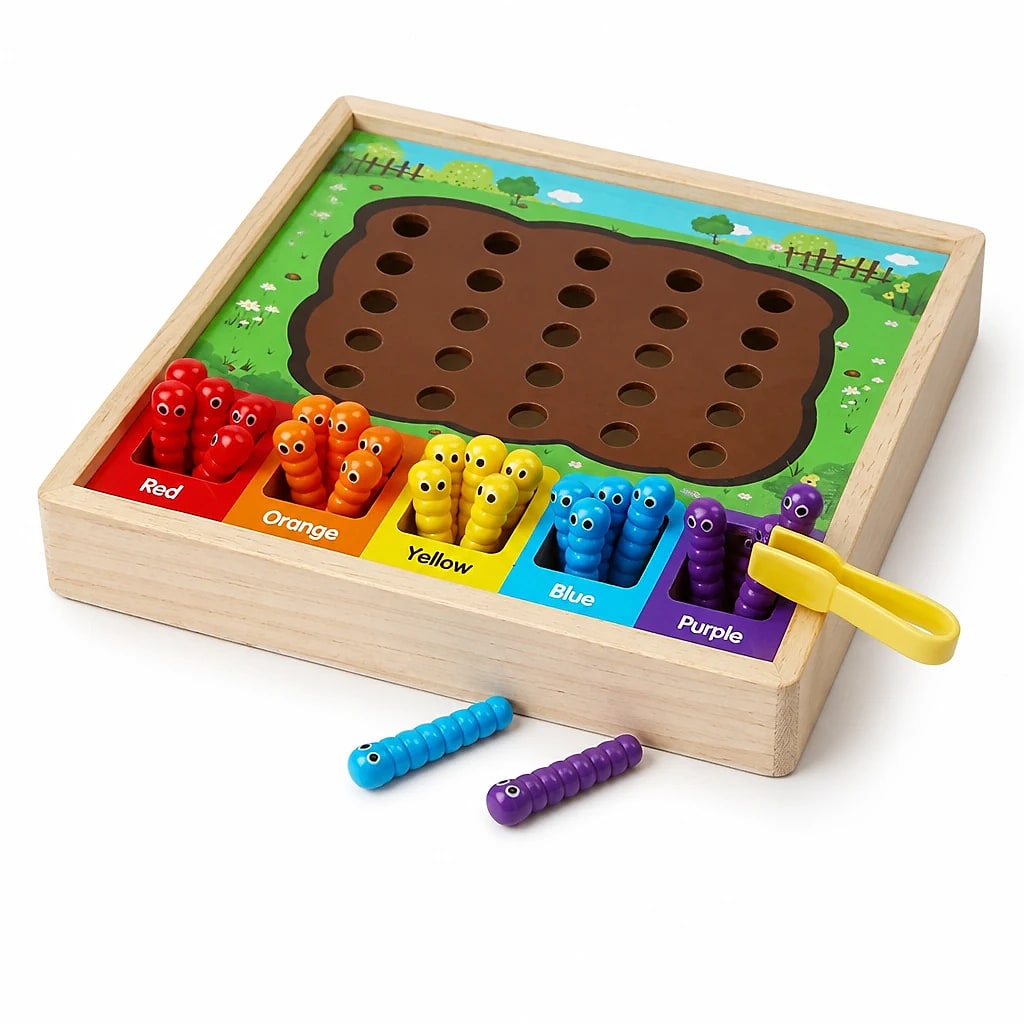 Gioco Montessori Smistamento Colori in Legno