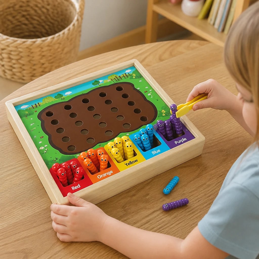 Gioco Montessori Smistamento Colori in Legno