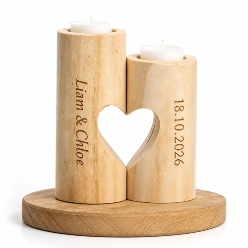 Portacandele Doppio in Legno Personalizzato