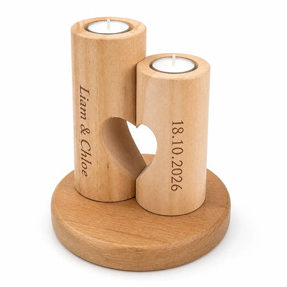 Portacandele Doppio in Legno Personalizzato