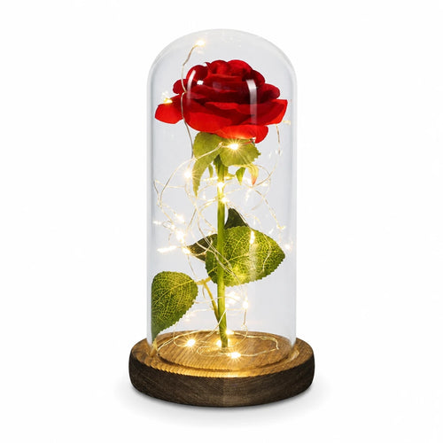 Rosa Artificiale LED in Campana di Vetro