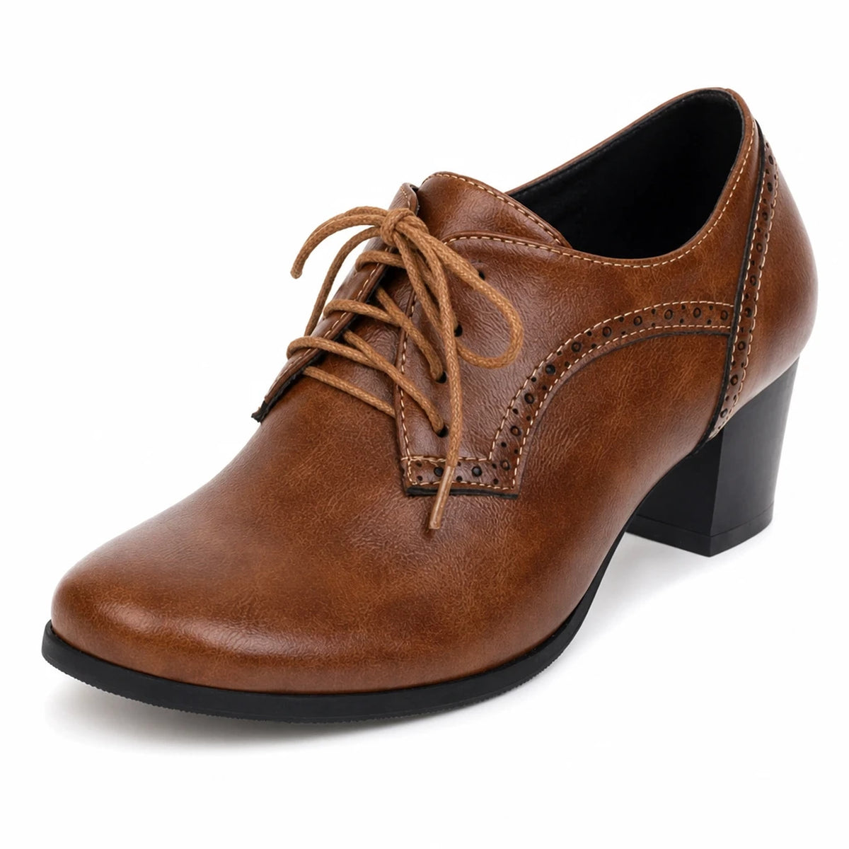 Scarpe Oxford Brogue Donna Tacco Blocco