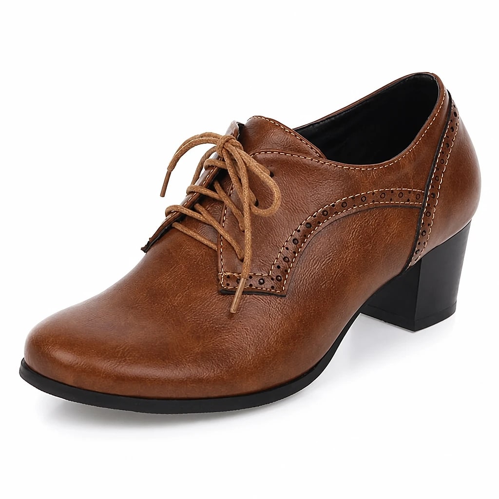 Scarpe Oxford Brogue Donna Tacco Blocco