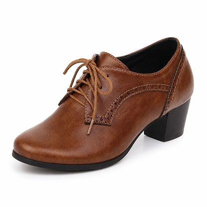 Scarpe Oxford Brogue Donna Tacco Blocco