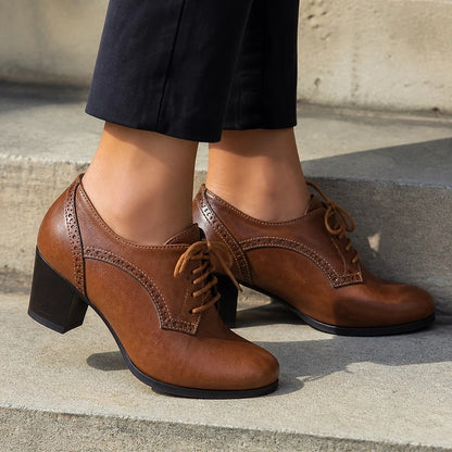 Scarpe Oxford Brogue Donna Tacco Blocco
