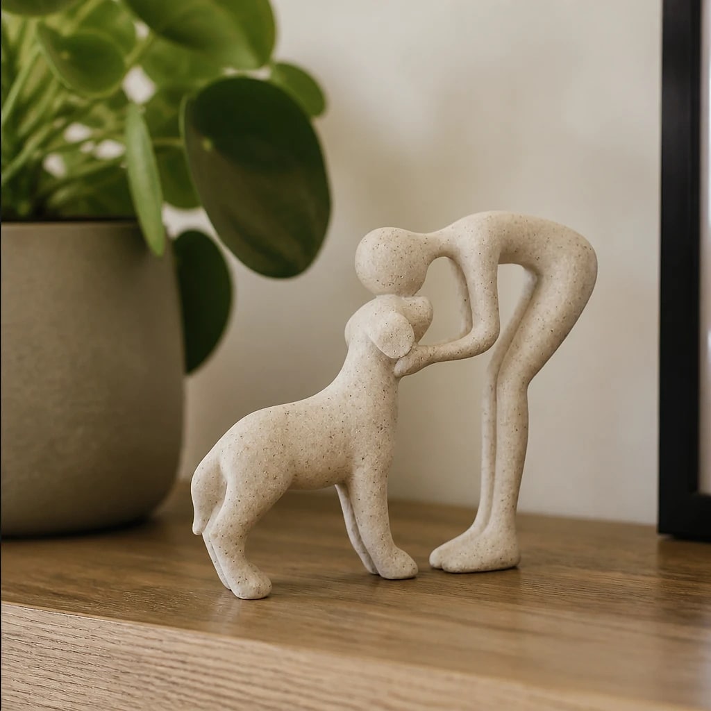 Statuetta Decorativa Cane e Persona