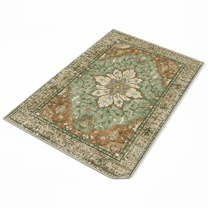 Tappeto Vintage Lavabile Medaglione Floreale