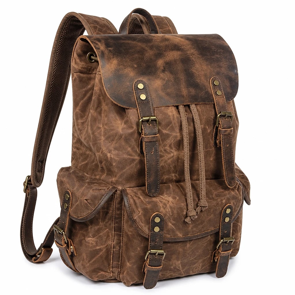 Zaino Pelle e Canvas Vintage Uomo