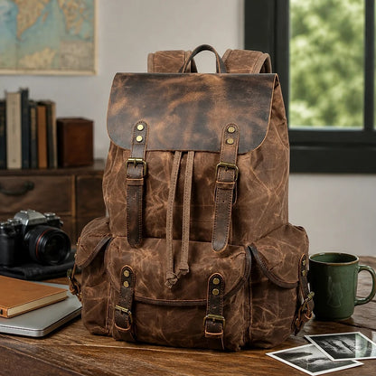 Zaino Pelle e Canvas Vintage Uomo