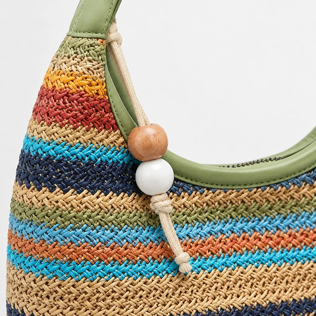 Borsa a spalla Righe Salvia — dettaglio 3