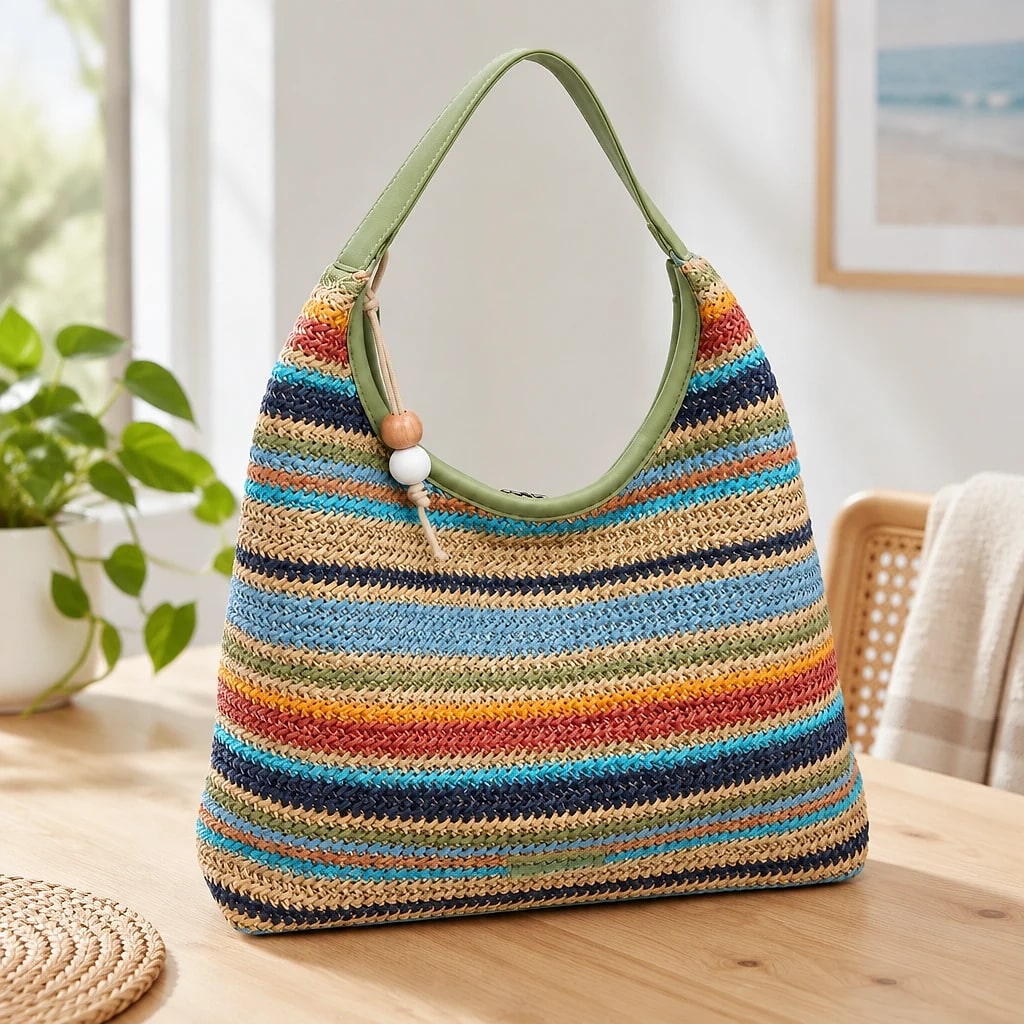 Borsa a spalla Righe Salvia — dettaglio 5