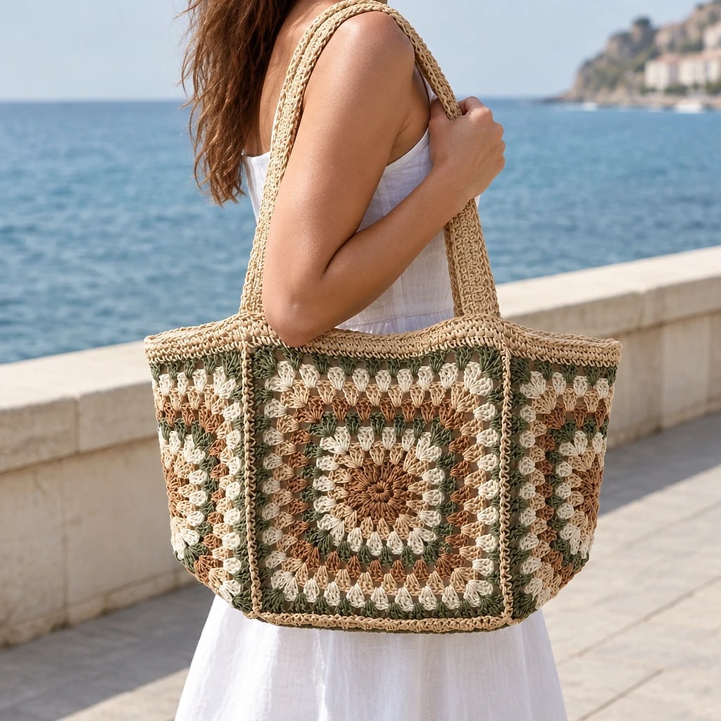 Borsa a spalla Granny Oliva — dettaglio 4