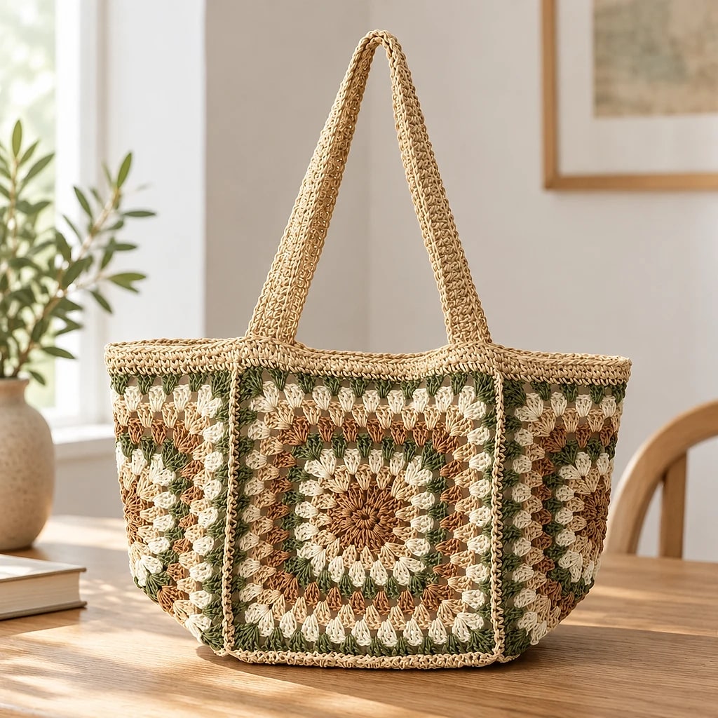 Borsa a spalla Granny Oliva — dettaglio 5