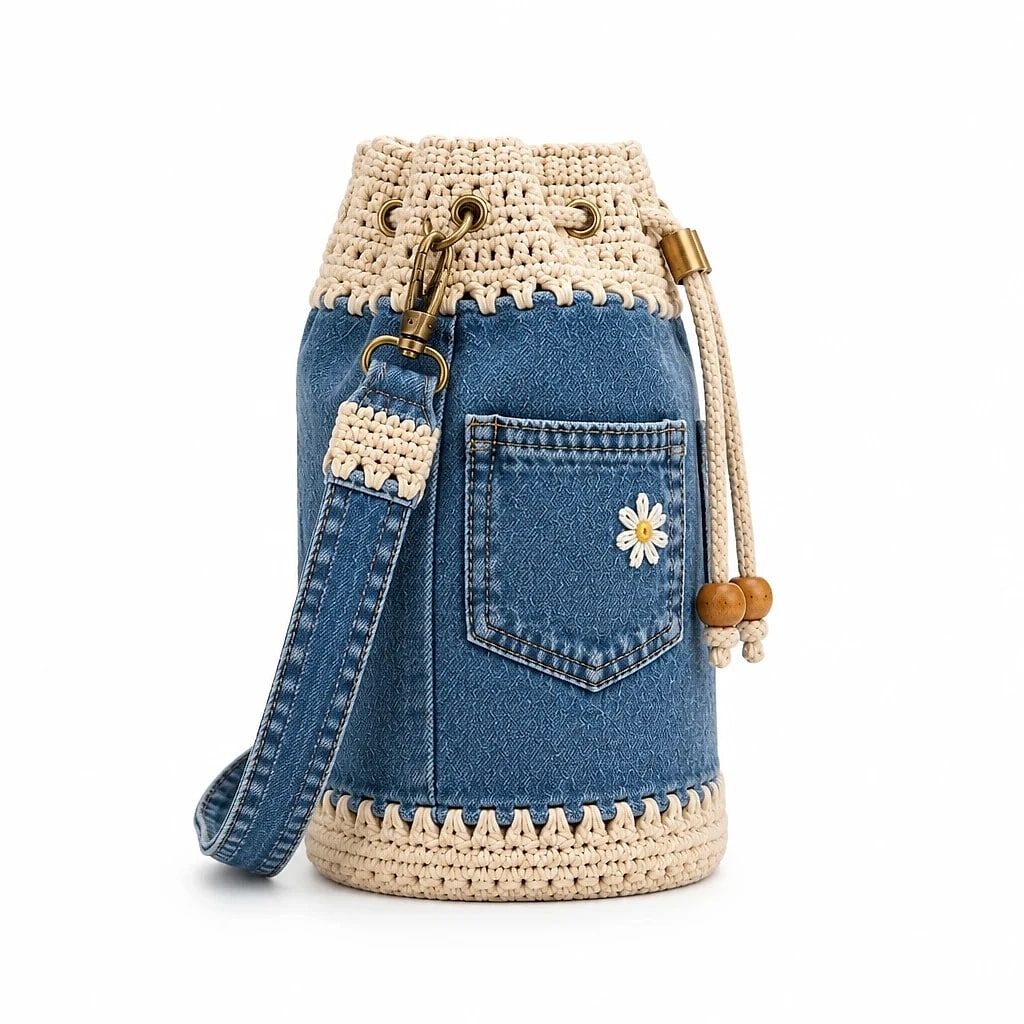 Secchiello Denim e Crochet — dettaglio 1