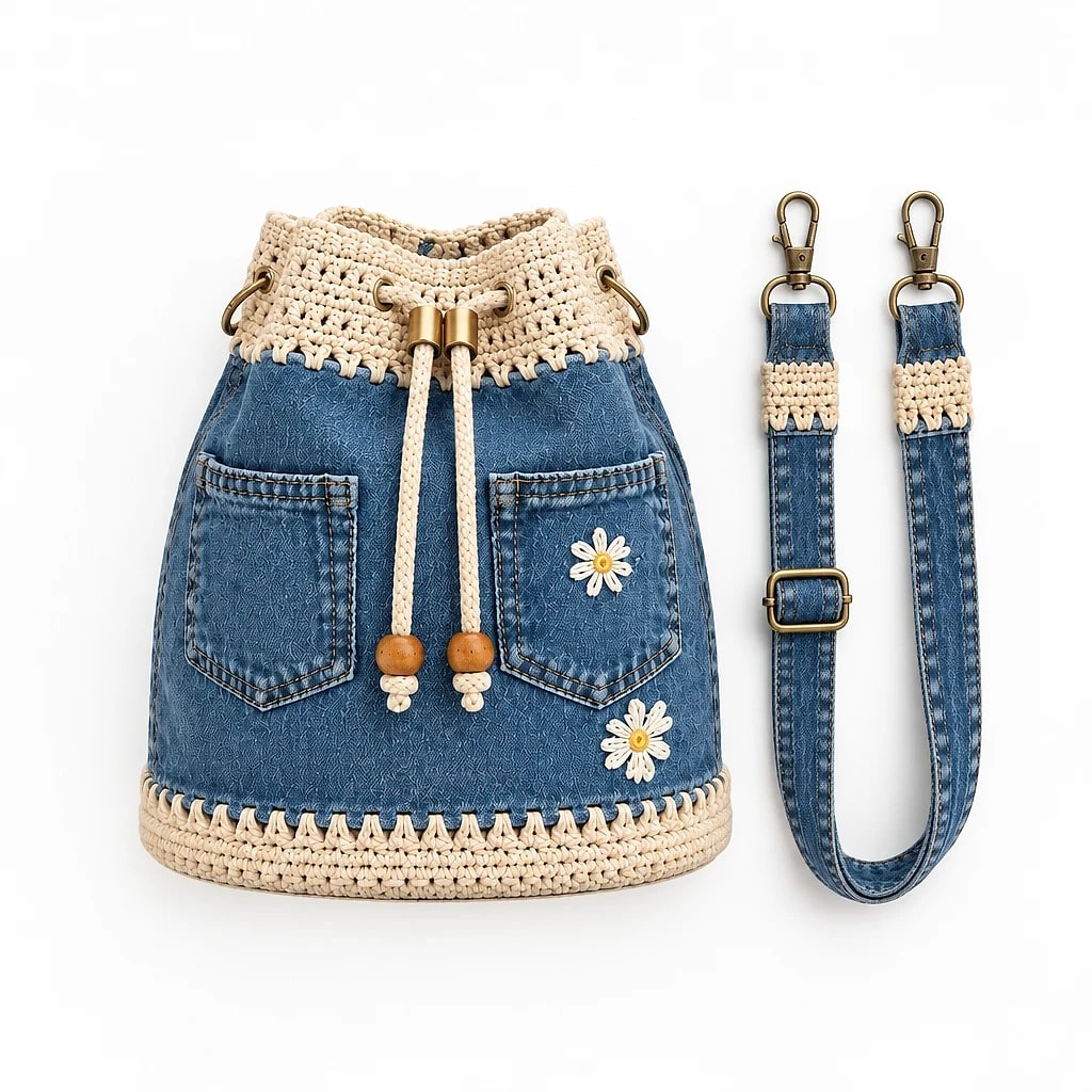 Secchiello Denim e Crochet — dettaglio 6
