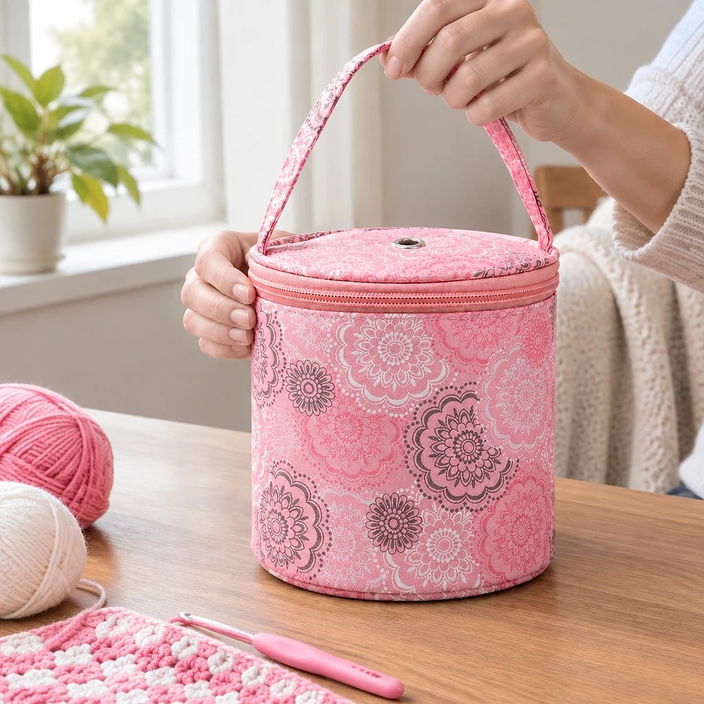 Borsa portagomitoli floreale — dettaglio 4
